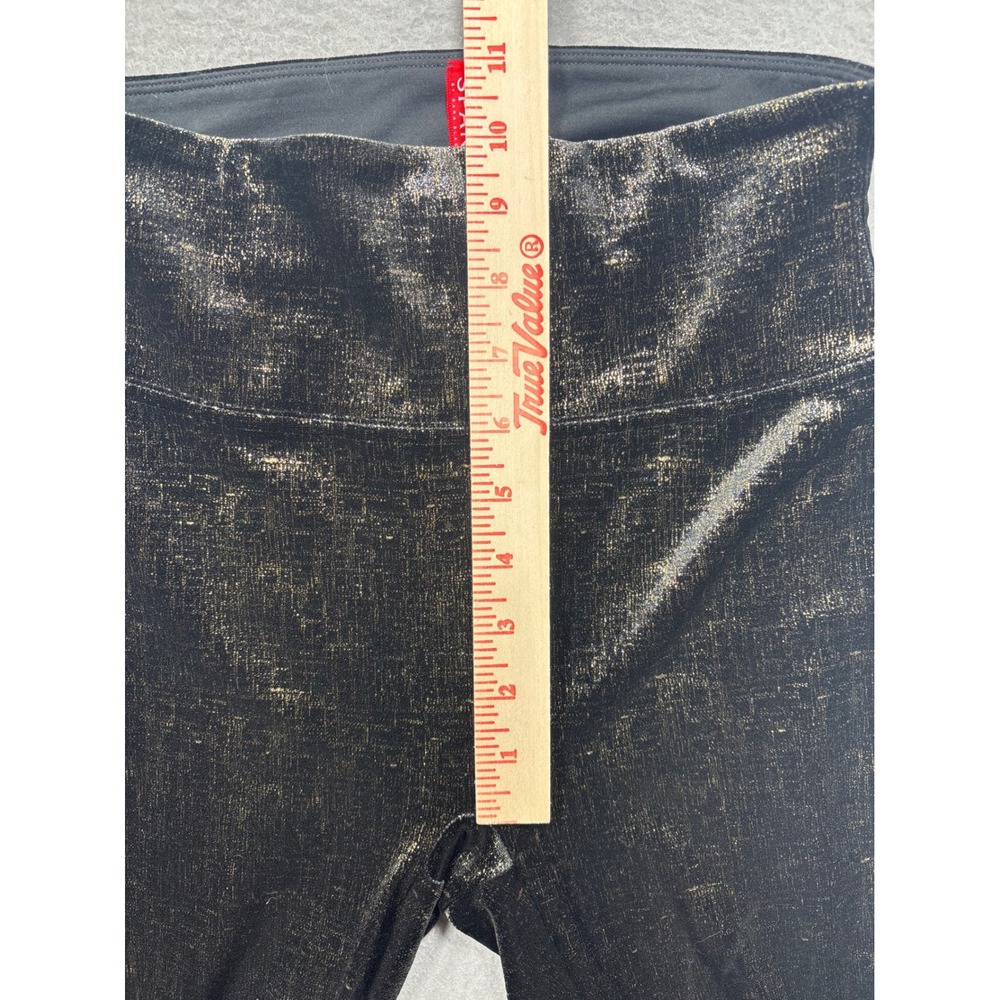 SPANX Shape Small Velvet Black Gold Metallic Textured High Waist Leggings Shine - Picture 13 of 14